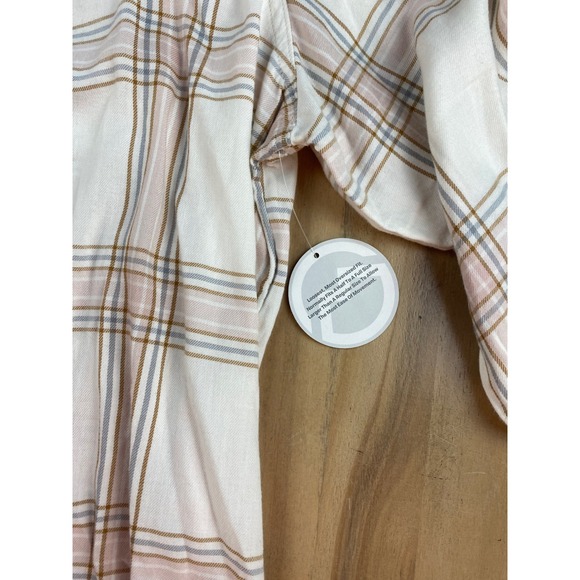 Magellan Outdoors Womens XXL Boyfriend Fit Plaid Button Down Shirt Cream Pink - Picture 3 of 5